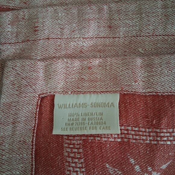 Williams Sonoma 100% Linen Napkins Pink & Red Fruit Design Made In Russia Set 5 - Picture 4 of 8